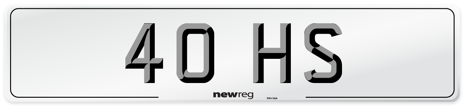 40 HS Number Plate from New Reg